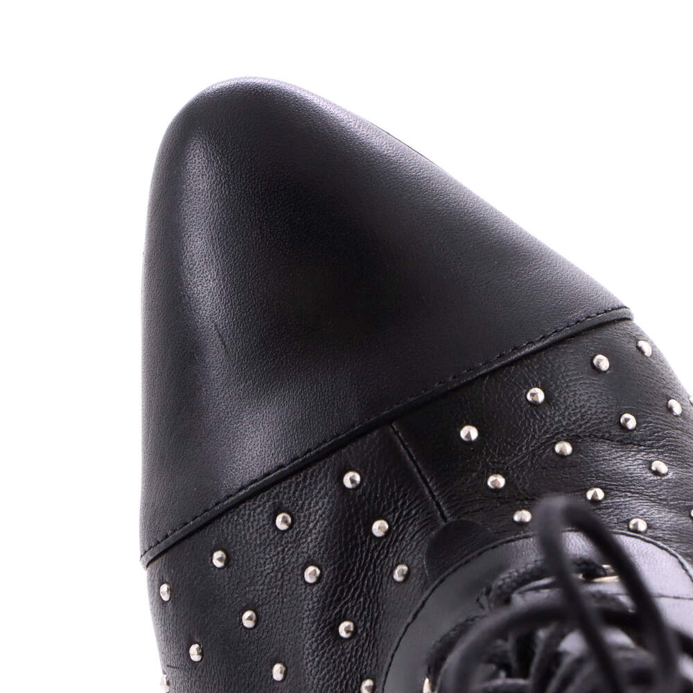 Christian Louboutin 100 Women's Dakita Lace Up Heeled Boots Spiked Leather - Picture 5 of 6